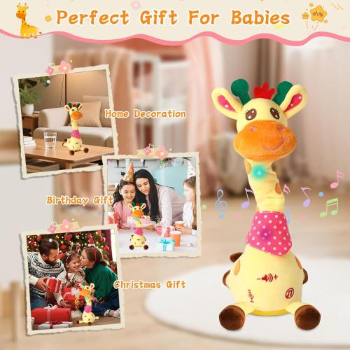 Dancing Giraffe Toy Stuffed Animal Baby Toys Singing Song Toddlers Toy Repeats What You Say Glowing Musical Toy for Baby Birthday Gift Groovy Giraffe Toy
