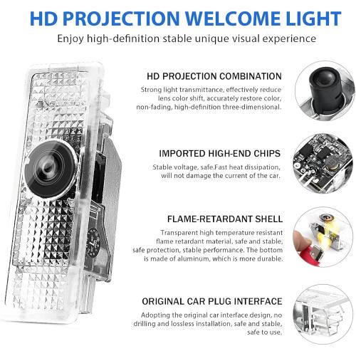 Never Fade HD Door Light Logo Projector Compatible with 1/2/3/4/5/6/7/M/X/Z/GT Series Accessories, 2Pcs 3D LED Ghost Shadow Laser Car Courtesy Step Light Puddle Lamps (ClassicBlueWhiteLogo)