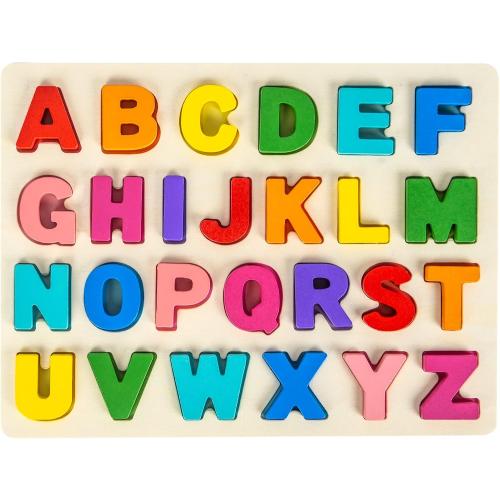 Attmu Alphabet Puzzles Wooden Puzzles for Toddlers Toy, Shape ABC Puzzle Alphabet Learning Toys Preschool Educational Toys Gift for Girls Boys