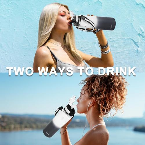 TOPBADE 32oz Insulated Water Bottle with Straw Lid & Spout Lid & Paracord Handle, Stainless Steel Water Bottle Wide Mouth, Double Wall for Women Men Gym Fitness Outdoor