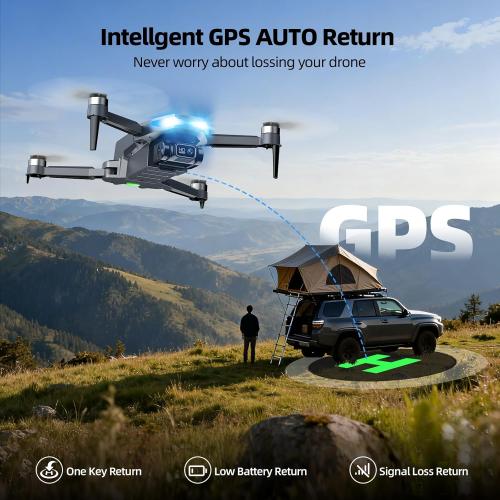 GPS Drone with 2K Camera for Adults, 5G FPV Foldable Drone with 4.5 Screen Controller, Brushless Motor, Tap Fly & Circle Fly, GPS Auto Return, Follow Me, Long Flight Time RC Quadcopter for Beginners