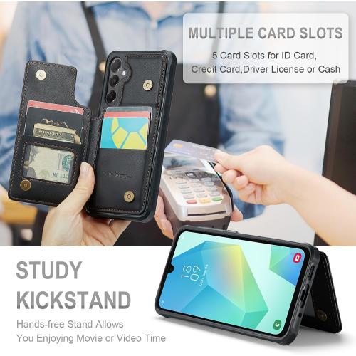 Vinich for Samsung Galaxy A16 Wallet Case with Card Holder, Black