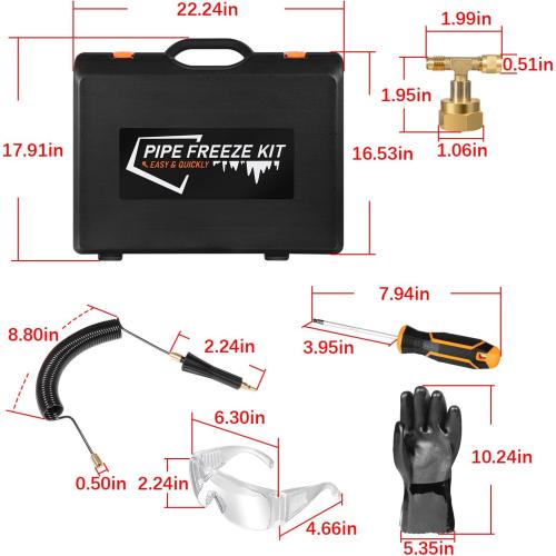 Pipe Freeze Kit, CST2 Pipe Freezing Kit For 1/8 to 2 OD, Use CO2 To Freeze Tube Wire Plumbing, Water Line Repair Tool Kit, Replacement For Cold Shot Pipe Freeze Kit