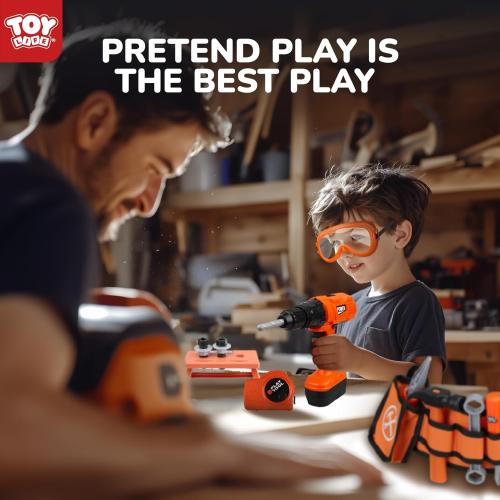 TOY Life Kids Tool Set with Kids Tool Belt & Toy Drill, Toddler Tool Set for Kids Pretend Play, Toy Tools Construction Tools Halloween Tool Costume Kit for Boys Girls 3 4 5 6 7 8 Years Old