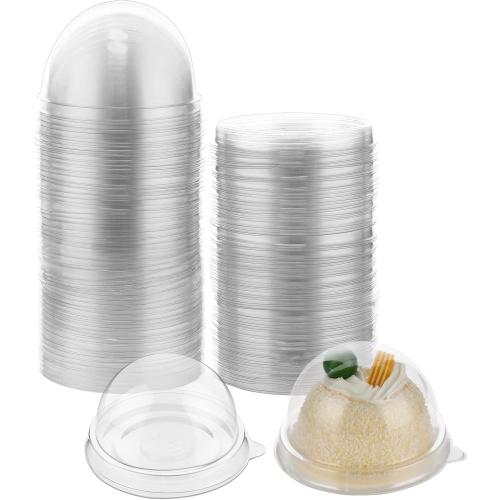 Patelai Clear Plastic Mini Cupcake Container, Mini Cupcake Box Muffin Dome Muffin Single Container Box for Wedding Birthday Cheese Pastry Dessert Cake(Clear,150 Pieces)