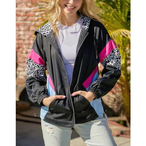 Size Large MOLERFO Y2k Jacket Leopard Print Windbreaker 2000s Jackets for Women Trendy 90s Outfits for Women