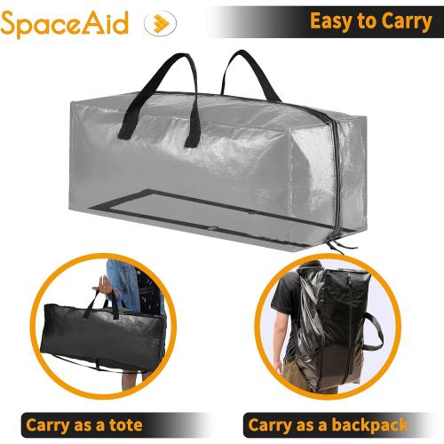 Heavy Duty Moving Bags 8 Pack, Large Storage Totes Bins with Backpack Straps, Strong Handles & Zippers, Packing Moving Boxes Supplies, College Dorm Room Essentials, Black