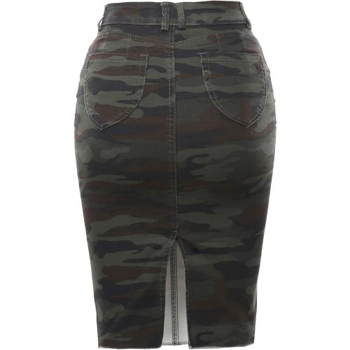 Soze L A2Y Women's Slim Fit Rayon Knee Length Unhem Back Slit Denim Jean Pencil Skirt