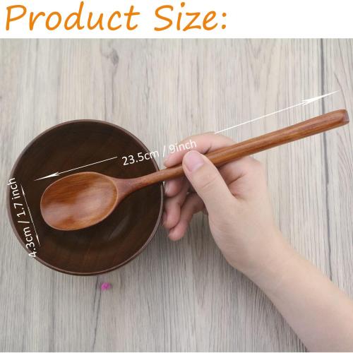 3 Korean Wooden Spoons for Eating, ADLORYEA 3 Pieces Small Wood Spoons