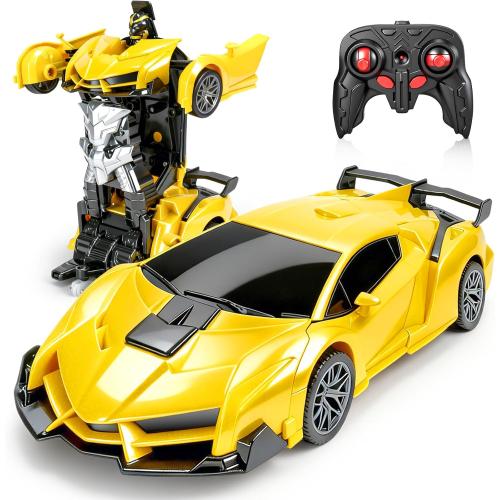 MISSING REMOTE RC Car, Remote Control Car for Boys 4-7 8-12 Gifts,1:18 Transform Robot Toy Car with 360° Rotating Led Lights & One Button Deformation,Kids Transform Toys for 3 4 5 6 7 8 9 10 Years Old