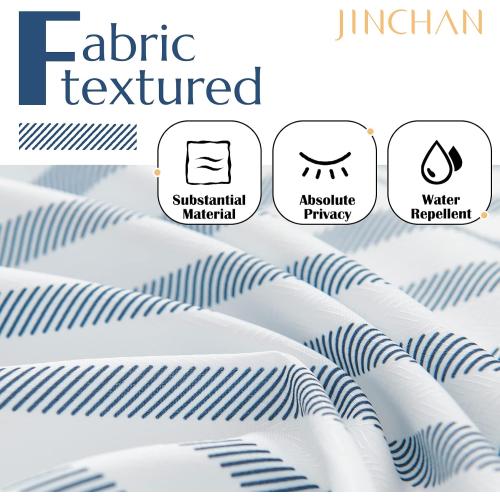 jinchan Blue and White Striped Shower Curtain Modern Zig Zag Waterproof Fabric Shower Curtains for Bathroom with 12 Hooks Machine Washable 70x72 inches