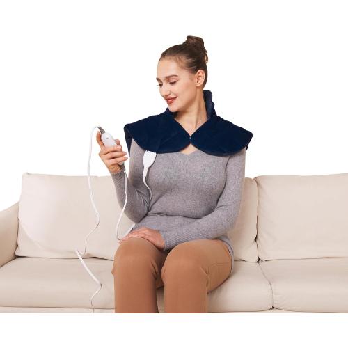 Ruqiji 19 x 24 Weighted Neck&Shoulder Heating Pad, 2.5lbs with 12 Temperature Settings&Countdown Timer,Pain Relief for Neck/Shoulders/Menstrual Pain(Navy Blue)
