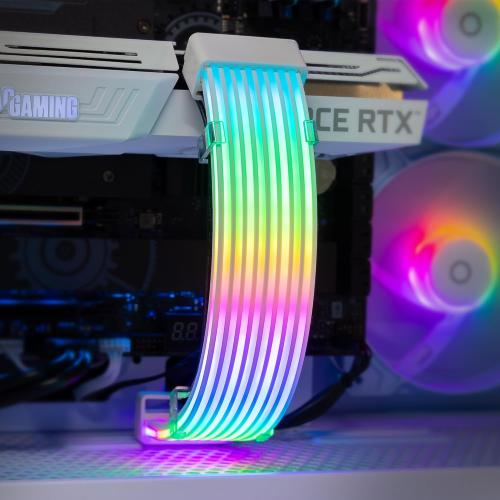 2 Pack TECWARE Flex RGB, Cable Cover Kit, Light Up LED Strip Set for PSU Extensions, 5V 3 Pin ARGB Sync, Compatible with 8-Pin or 16-Pin GPU Cable, 24-Pin Motherboard Cable, Black