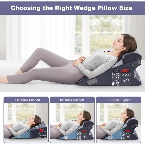 Wedge Pillow for Sleeping 10 Bed Pillow for Acid Reflux, GERD, Back and Neck Support, Soft Memory Foam Top for Post Surgery with Removable Cover (Missing PCS)