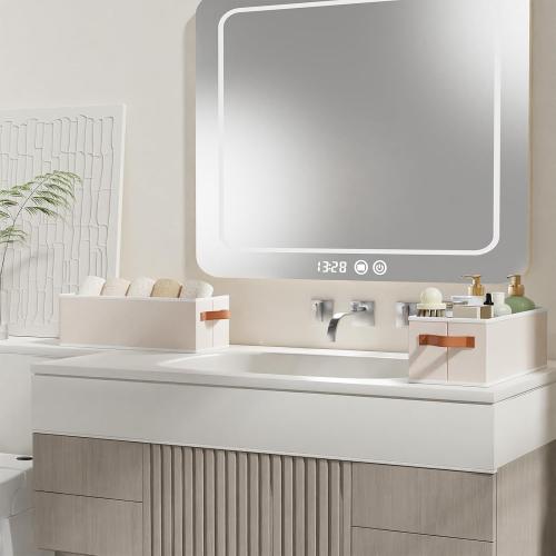 Storage Bins, Fabric Foldable Baskets for Shelves, Collapsible Storage Box Containers with Double Handles, Beige, 15 x 6 x 5 Inch, 3-Pack