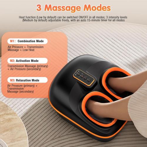Foot Massager Machine with Heat, Upgraded Deep Rolling, Compression, Ankle Kneading, Shiatsu Foot Massager for Neuropathy Plantar Fasciitis, Gifts for Home Office Men Women Fits Up to 13