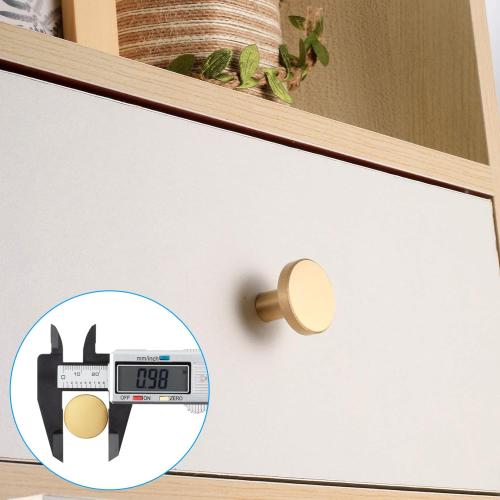 Gold Cabinet Knobs, 8 Pcs Brushed Brass Round Kitchen Cabinet Hardware Pulls Knobs Gold for Dresser Drawer Cupboard Furniture Closet Wardrobe Door Knobs Handles, with Screwdriver, 20x25 mm