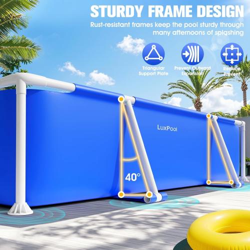 BLUE 7X48X24 Above Ground Pool, 2025 Upgraded Frame Deep Swimming Pool, Rectangle Family Pool, Large Above Ground Pool Easy Set, 7ft x 48in x 24in Outdoor Pool, Backyard Pool for Kids, Adults