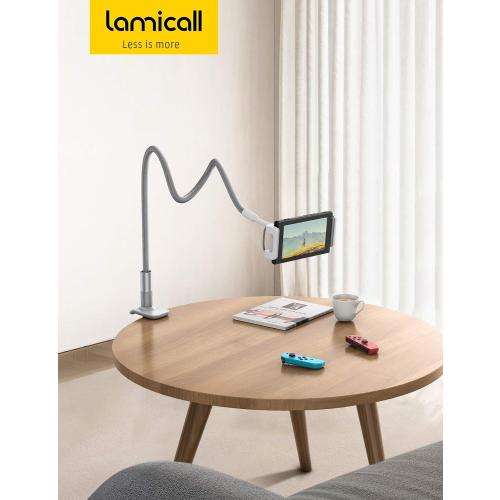 Lamicall Gooseneck Tablet Holder, Tablet Stand : Flexible Arm Clip Tablet Mount Compatible with iPad mini Pro Air, Kindle, Switch, Galaxy Tabs, More 4.7-10.5 Devices - Gray