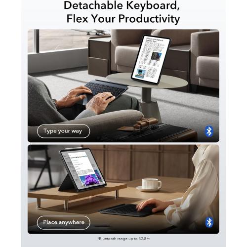 ESR for iPad Pro 13 Case with Keyboard (M5/M4, 2025/2024), Magnetic Detachable Keyboard, Portrait/Landscape Modes, Large Click-Anywhere Trackpad, Backlit Keys, Shift Series, Dark Gray