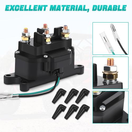 KanSmart Winch Solenoid Relay Contactor 12V 250A Winch Relay Thumb Truck for ATV UTV Boat 4x4 Vehicles 3000-5000lbs Winch with 6 Protecting Caps - Replacement 63070 62135 74900 2875714 70715