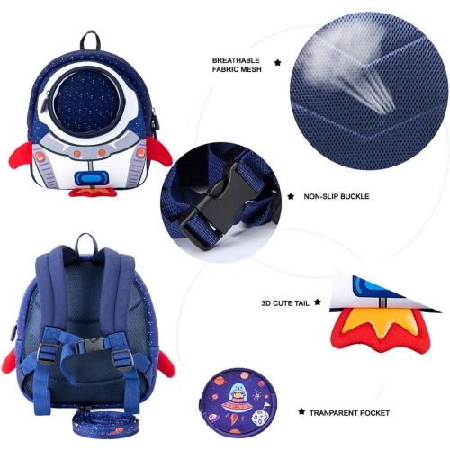 JiePai Rocket Toddler Kids Backpack with Harness Leash for Boys Girls Age 1-3
