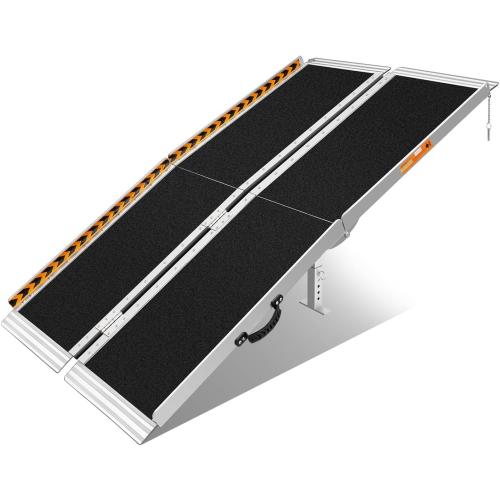 FACHNUO 5 Feet Portable Wheelchair Ramp, Non-Skid Aluminum Handicap Ramps with Handle, Folding Threshold Wheel Chair Ramp for Home Steps, Stairs, Entry, Threshold, Doorways, Scooter, 800LBS Capacity