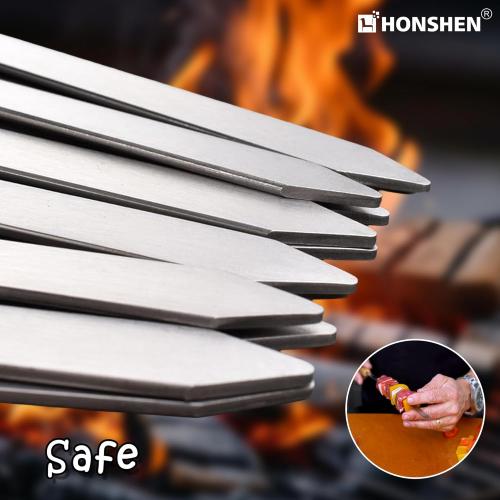 17-Inch 12 Pack Long Flat BBQ Skewers, Brazilian-style Stainless Steel 3/8 Inch Wide Blade with hardwood Handle barbecue skewers for Grilling Meat,Chicken,Shrimp,Vegetables-Set of 12
