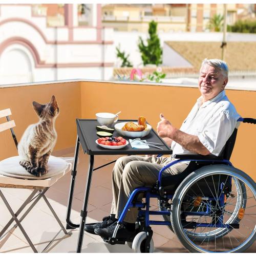 Adjustable TV Tray Table - TV Dinner Tray on Bed & Sofa, Comfortable Folding Table with 6 Height & 3 Tilt Angle Adjustments (Black)