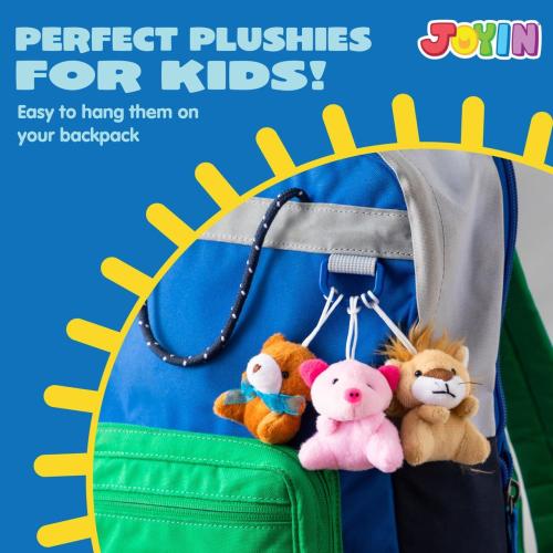 JOYIN 36 Pack Mini Animal Plush Toy Assortment (36 Units 3 Each),Bulk Stuffed Animals Party Favors for Kids, Small Animals Plush Keychain Decoration, Carnival Prizes, Easter Treasure Box Toys