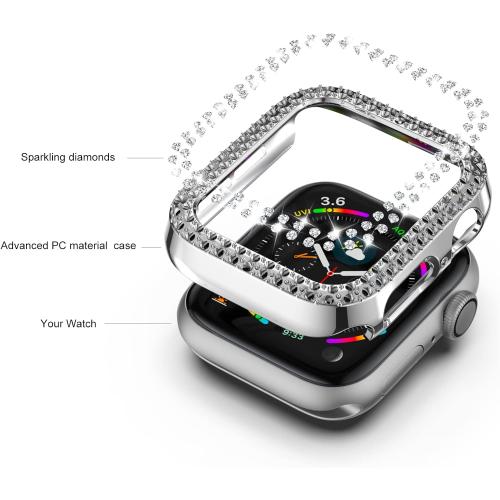Rc-Z Apple Watch Series 9/8/7 41mm Bumper Bling Case, 12-Pack Women Glitter Diamond Rhinestone Protector Frame for iPhone Watch iWatch Accessories