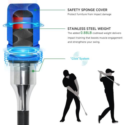 Golf Swing Speed Trainer, Click Stick Golf Trainer for Inertia & Swing Rhythm Practice, Weighted Golf Training Aid with Comfort Grip Helps Enhance Strength & Maintain Good Grip Habits