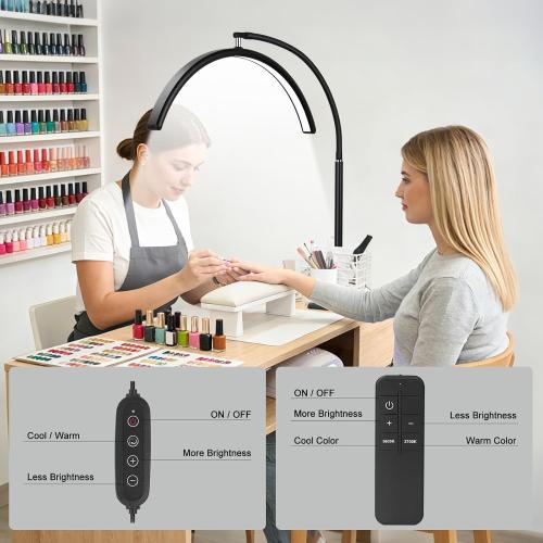 Half Moon LED Floor Light - Professional Shadow-Free Lamp for Lash Techs, Estheticians & Tattoo Artists | Dimmable for Eyelash Extensions, Nail Art, Home & Office