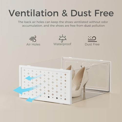Pinkpum 15 Pack X-Large Shoe Storage Boxes Fit US Size 11, Shoe Organizer for Closet Clear Plastic Stackable Shoe Dispaly Case Holder Bins, Sneaker Storage for Sneakerheads White for Home and Family