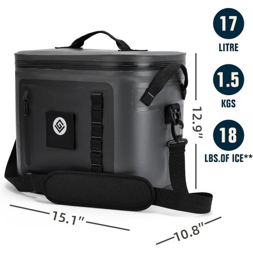 BRONZY Soft Cooler - Insulated Leak-Proof Cooler Bag with Waterproof Zipper | 28 Can Portable Ice Chest for Camping, Beach, Travel, Picnic, Fishing (Dark Grey)
