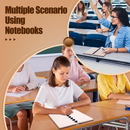 MOSA BEAR Discbound Notebook Spiral Journal with Removable Pages 180 Wide Ruled Disc Planner with 6 Binder Dividers for Work Meeting School