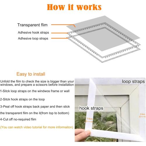 Adjustable Window Insulation Kit 47inX63in(120X160cm) for Winter Keep Cold Out,cuttable Transparent Film 180㎛ Thickness,Easy to Open for Ventilation,Reusable Plastic Window wrap