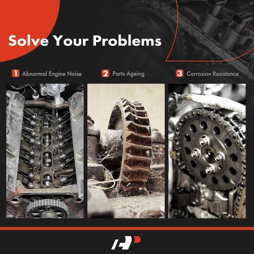 A-Premium Engine Timing Chain Kit W/Guide Rail [fit SOHC, 8Cyl 4.6L] Compatible with Ford Mustang, Expedition, Explorer, E-150 Econoline, F-150 & Lincoln Town Car & Mercury Grand Marquis, Mountaineer
