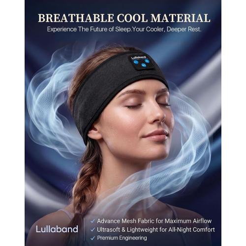 Lullaband Sleep Headphones, Bluetooth Headband Headphones with 12-Hour Battery, Soft Headband for Sleeping, Travel, Exercise, Yoga & Relaxation