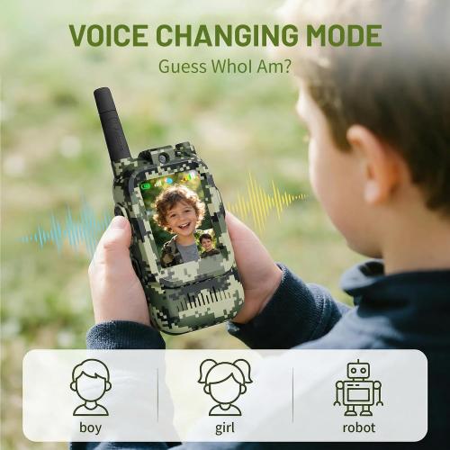 Walkie Talkie for Kids with Video: 2 Pack Rechargeable Toddler Toys with HD Camera & Voice Changer, Long Range Gift Toys for Boy & Girl Age 3-8 for Outdoor Play, Camping, 500m Range
