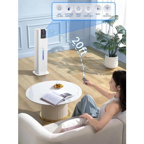 8L Smart Humidifiers for Bedroom Large Room, 2.1Gal Cool Mist Top Fill Diffuser Ambient Light, App & Remote Control, 3 Mist Modes, Quiet Humidifier for Home Office Plant (White)