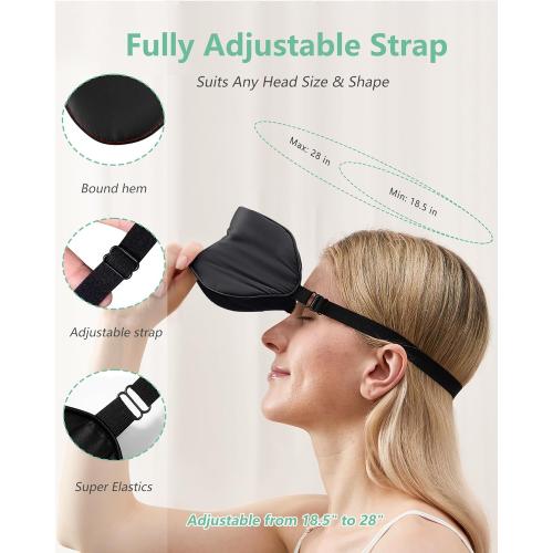 BeeVines Sleep Mask, 2 Pack 100% Real Natural Silk Eye Masks with Adjustable Strap for Sleeping, Mulberry Silk Eye Sleep Shade Cover, Blocks Light Reduces Puffy Eyes Traveling Gifts (Black & Black)
