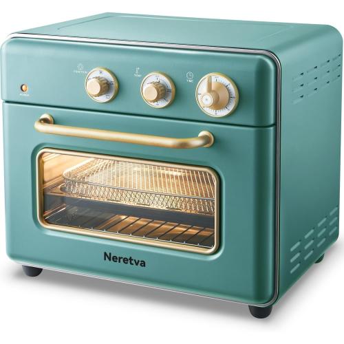 Neretva [21 QT& 6-in-1] Toaster Oven & Air Fryer, Compact Toaster Ovens Countertop with 5 Slices 1500W Rapid Heat Air Fryer Toaster Oven Combo Stainless Steel for Bake/Toast/Broil/Air Fryer/Defrost