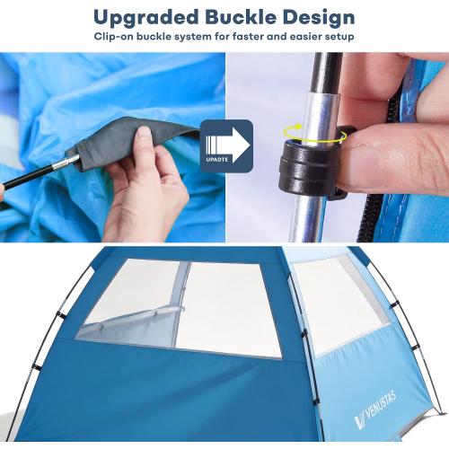 Venustas Beach Tent Sun Shelter for 3/4/6/8 Person, UPF 50  UV Protection Beach Canopy, Lightweight and Easy Setup Cabana, Portable Shade Tent