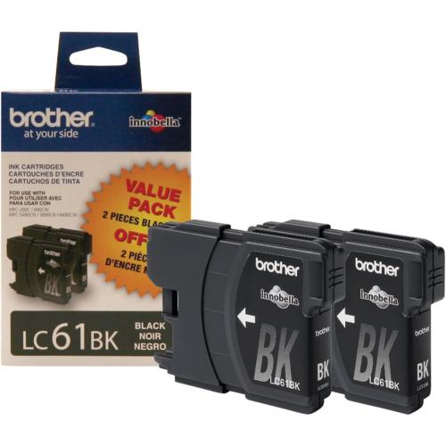 Brother LC61BK 2 Pack Black -Ink Cartridges