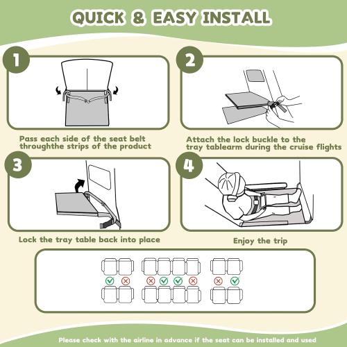 Toddler Airplane Bed, Airplane Seat Extender for Kids, Baby Travel Essentials, Green