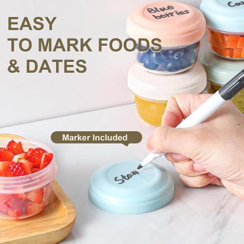 VITEVER [16 Pack] 4 oz Small Containers with Lids, Reusable Plastic Jars for Snack and Puree, Salad Dressing Container to Go, Deli Containers, Freezer Baby Food Containers, Dishwasher Safe, BPA Free