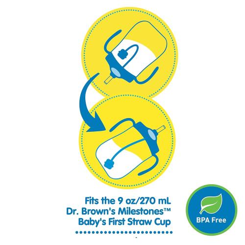 Dr. Brown's Baby's First Straw Cup Straw Replacement Kit with One Straw and One Cleaning Brush, BPA Free