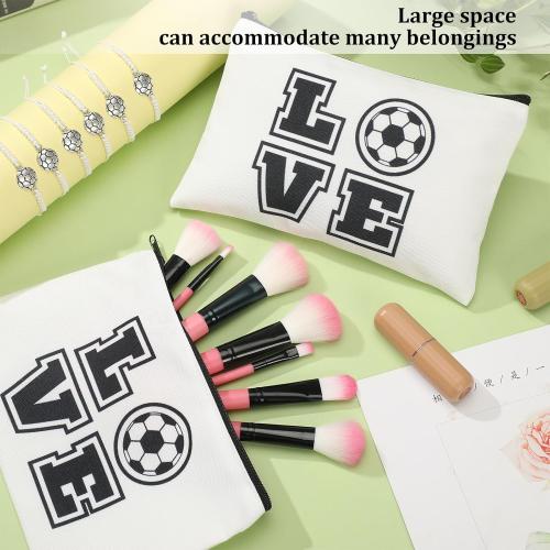 Sweetude 24 Pcs Soccer Gifts Bulk Adjustable Bracelet and Makeup Bag, White