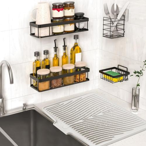 Silicone Dish Drying Mat, Stone Drying Mat for Kitchen Counter with Built-In Drain, Non-Slip Drain Pad with Built-in Drain, Heat Resistant Stone Drying Mat, 1Pcs 19.7 x 17, Cream